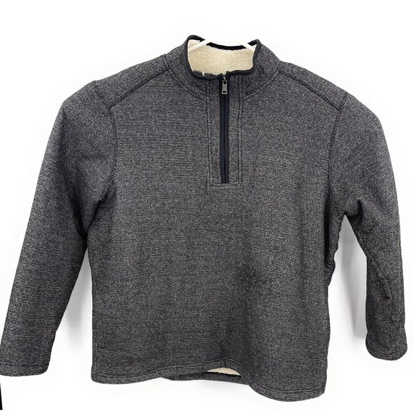 Orvis Black Faux Sherpa Lined 1/4 Quarter Zip Pullover Sweater Size XXL - Picture 1 of 7